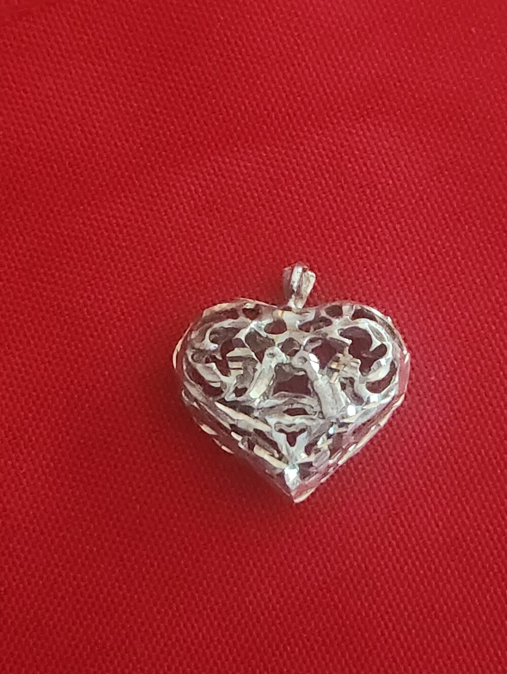 Sterling Silver Heart Filigree Pendant - Silver